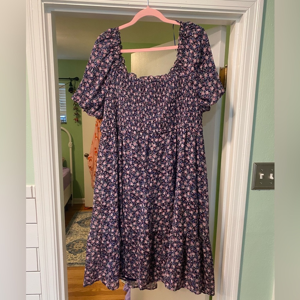Boho floral peasant midi dress
